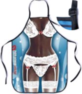 Barbecue schort - dame in witte lingerie - grappig - keukenschort - one size