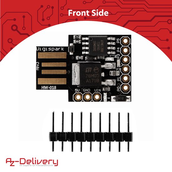 AZDelivery 3 x Digispark Rev.3 Kickstarter met ATTiny85 en USB compatibel met Arduino Inclusief E-Book!
