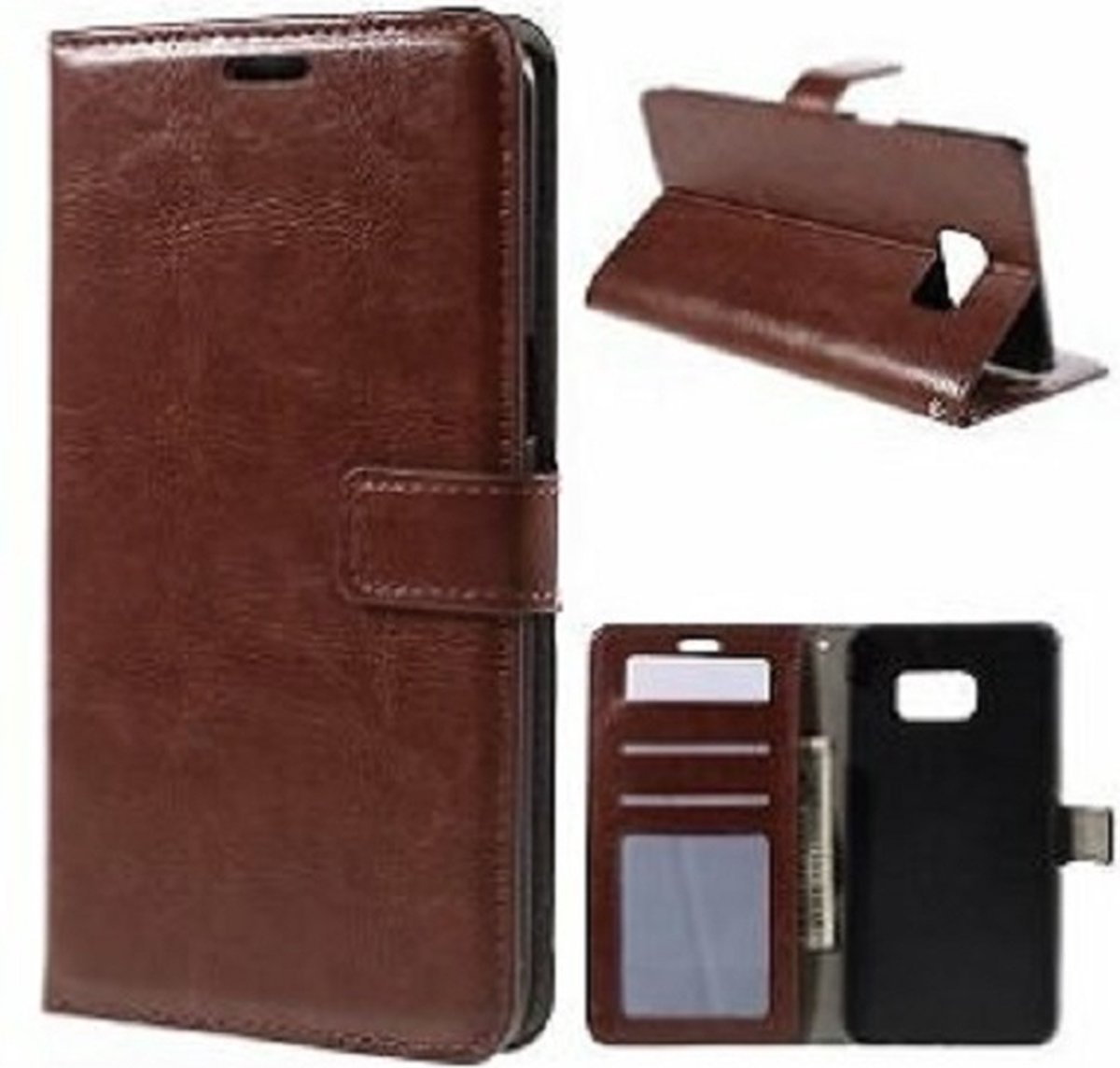 Samsung S7 Edge Hoesje Met Pasjeshouder Bookcase Bruin