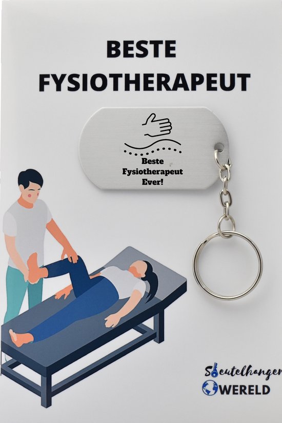 Beste Fysiotherapeut Sleutelhanger inclusief kaart – Fysiotherapeut cadeau – beste Fysiotherapeut- Leuk kado voor je Fysiotherapeut om te geven - 2.9 x 5.4CM