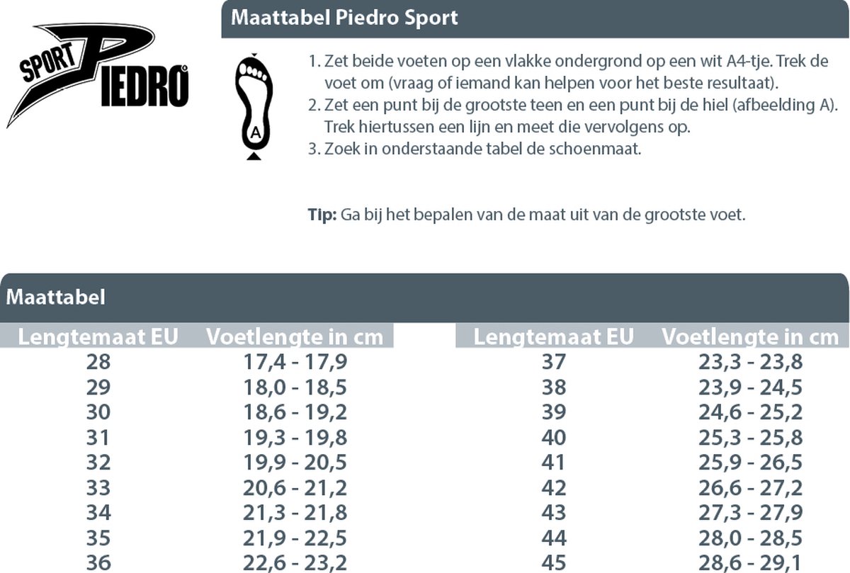Piedro Sport - Alaba - Sneakers - Zwart - Vetersluiting - Wijdtemaat -  Schoenmaat - 30 | bol.com
