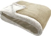 JEMIDI XXL warme fleece deken - Knuffeldeken voor op de bank - 180 x 220 cm - Wasbaar - Beige