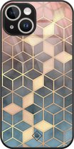 Casimoda® hoesje - Geschikt voor iPhone 14 - Cubes Art - Luxe Hard Case Zwart - Backcover telefoonhoesje - Multi