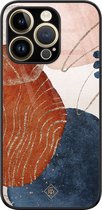 Casimoda® hoesje - Geschikt voor iPhone 14 Pro - Abstract Terracotta - Luxe Hard Case Zwart - Backcover telefoonhoesje - Multi