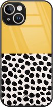 Casimoda® hoesje - Geschikt voor iPhone 14 - Abstract Geel - Luxe Hard Case Zwart - Backcover telefoonhoesje - Geel