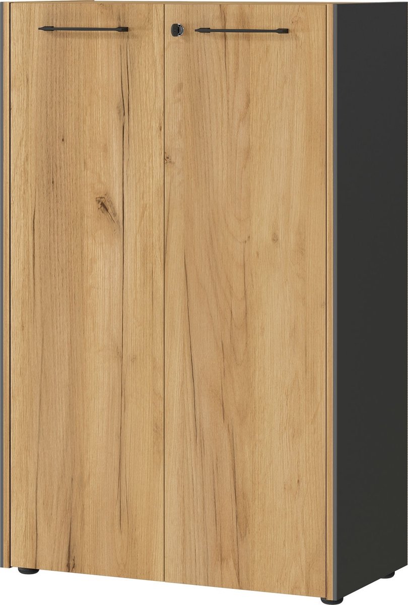 Archiefkast Robert 120 cm 2 deuren - antraciet/eik