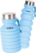 Opvouwbare Waterfles met RVS Draaidop voor Kinderen & Volwassenen - 550ml - Lekvrije Drinkfles – Vaatwasserbestendig – BPA vrij- Blauw