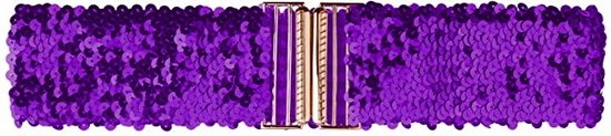 Ceinture Scintillante Violet | Sequins / Paillettes Glitter | 65 - 95cm | Ceinture élastique | Mode Favorite