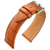 Bracelet de montre en alligatorgrain avec goupilles de bracelet faciles à changer Cuir de veau Cognac 22 mm