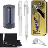 Kaweco - Coffret cadeau - Etain Vintage - Stylo plume avec Clip - Perkeo All Clear - Transparent - Fin - Noir Twister - Boite de recharges
