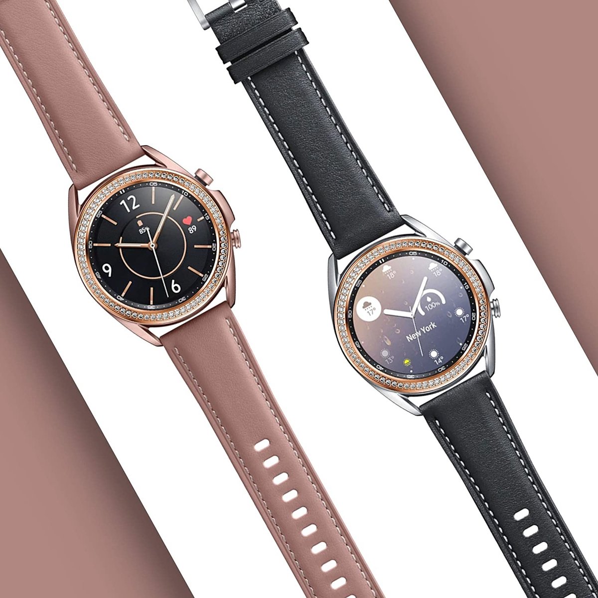 Strap it Bezel ring Randbeschermer geschikt voor Samsung Galaxy Watch 3 41mm rose. bol