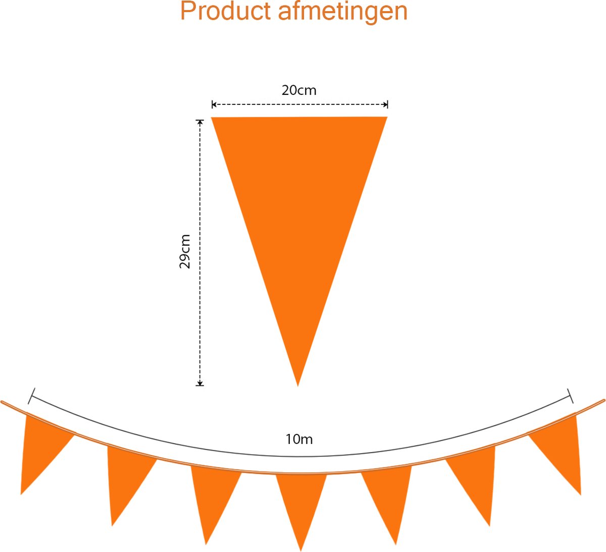 Oranje Slingers Vlaggenlijn Oranje Feest Artikelen Koningsdag EK WK Oranje Versiering Oranje Vlaggetjes 30 Meter — afbeelding 6