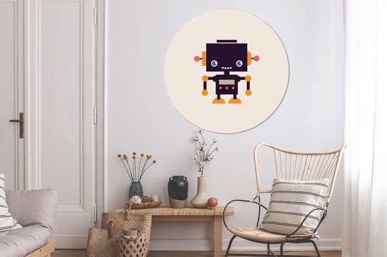 Cercle mural chambre d'enfant - Robot - Beige - Antenne - Décoration murale chambres d'enfants - Décoration murale - Cercle mural - 150x150 cm