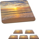 Onderzetters voor glazen - Strand - Zonsondergang - Zee - 10x10 cm - Glasonderzetters - 6 stuks
