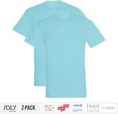 2 Pack Sol's Heren T-Shirt 100% biologisch katoen Ronde hals Atoll Maat L