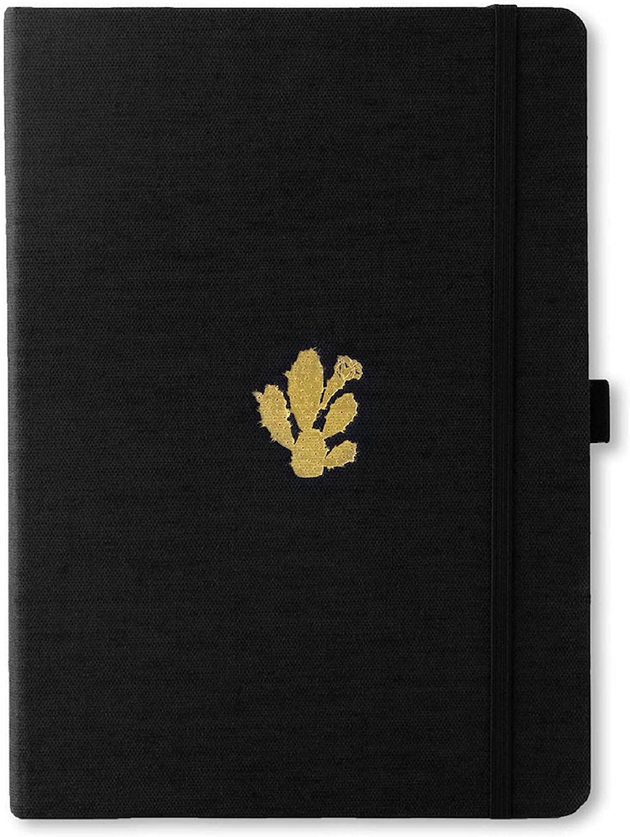 Dingbats* Pro B5 Notitieboek - Black Cactus Blanco - Bullet Journal met 160gsm Inktvrij Papier - Schetsboek met Harde Kaft, Binnenvak, Elastische Sluiting en Bladwijzer