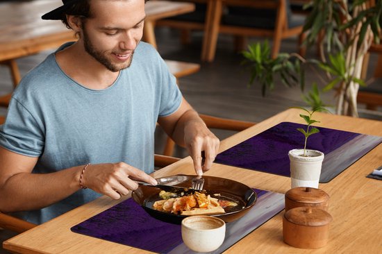 Set de Table - Napperons de Table en Plastique - Lavande - Violet - Fleurs - Nature - 45x30 cm - 6 pièces - Résistant à la Chaleur - Antidérapant - Coussinet - Amovible