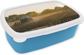 Broodtrommel Blauw - Lunchbox - Brooddoos - Trekker - Vogel - Land - 18x12x6 cm - Kinderen - Jongen