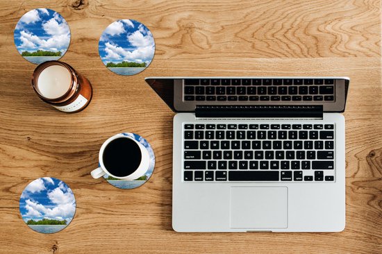 Sous-verres de verre - Rond - Île - Été - Tropical - 10x10 cm - Dessous de verre - 6 pièces