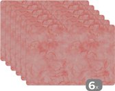 Placemat - Placemats kunststof - Waterverf - Patroon - Roze - Marmer - 45x30 cm - 6 stuks - Hittebestendig - Anti-Slip - Onderlegger - Afneembaar