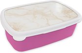 Boîte à pain Rose - Boîte à lunch - Boîte à pain - Marbre - Wit - Or - Luxe - 18x12x6 cm - Enfants - Fille