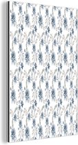 Wanddecoratie Metaal - Aluminium Schilderij Industrieel - Bloemen - Patroon - Blauw - 40x60 cm - Dibond - Foto op aluminium - Industriële muurdecoratie - Voor de woonkamer/slaapkamer