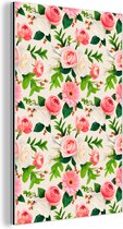Décoration murale Métal - Peinture Aluminium Industrielle - Fleurs - Roses - Rose - 40x60 cm - Dibond - Photo sur aluminium - Décoration murale industrielle - Pour le salon / chambre