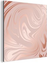 Décoration murale Métal - Aluminium - Marbre - Or rose - Luxe - 90x90 cm