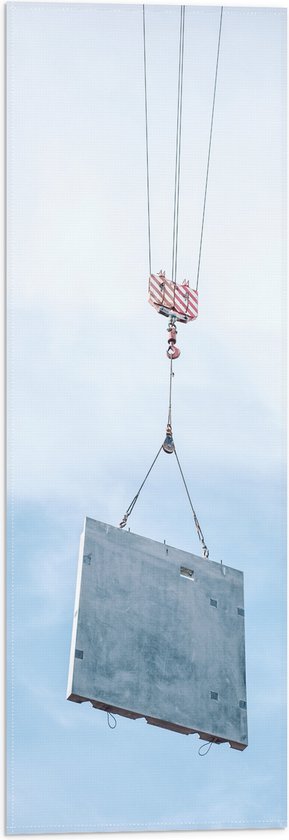 WallClassics - Vlag - IJzeren plaat aan Hijskraan - 20x60 cm Foto op Polyester Vlag