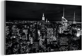 Wanddecoratie Metaal - Aluminium Schilderij Industrieel - Skyline - Zwart - Wit - New York - Amerika - 160x80 cm - Dibond - Foto op aluminium - Industriële muurdecoratie - Voor de woonkamer/slaapkamer