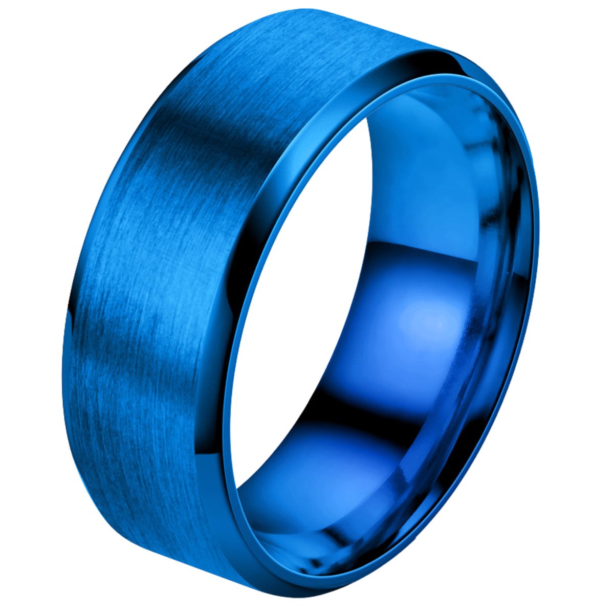 Despora - Ring (glad) - Ringen - Ring Dames - Ring Heren - Blauwkleurig - (23.25 mm / maat 73)