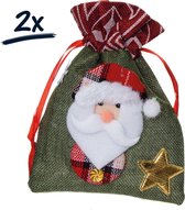 2 stoffen tasjes zakjes kerstman kerstmis verpakking versiering decoratie kerstboom