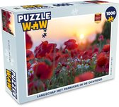 Puzzel Landschap met papavers in de ochtend - Legpuzzel - Puzzel 1000 stukjes volwassenen
