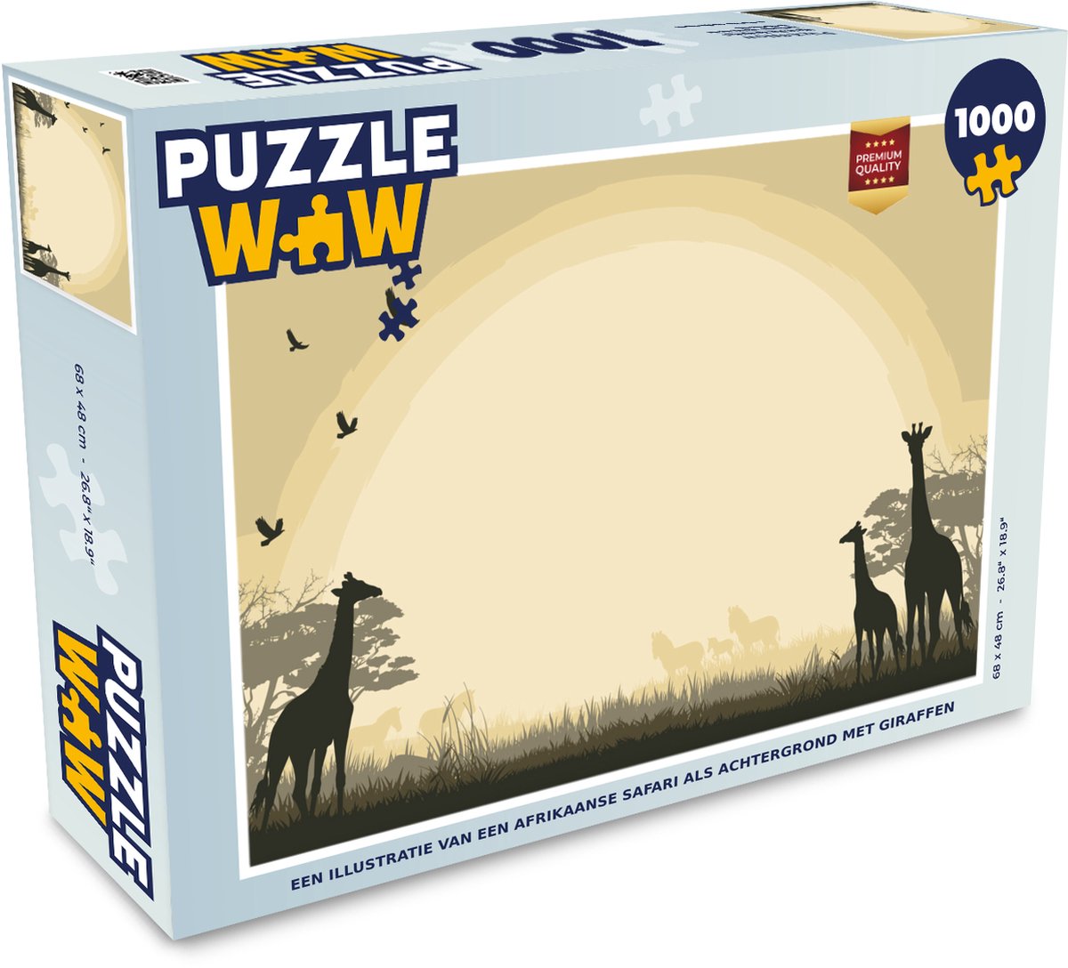 Puzzel Een illustratie van een Afrikaanse safari als achtergrond met giraffen - Legpuzzel - Puzzel 1000 stukjes volwassenen