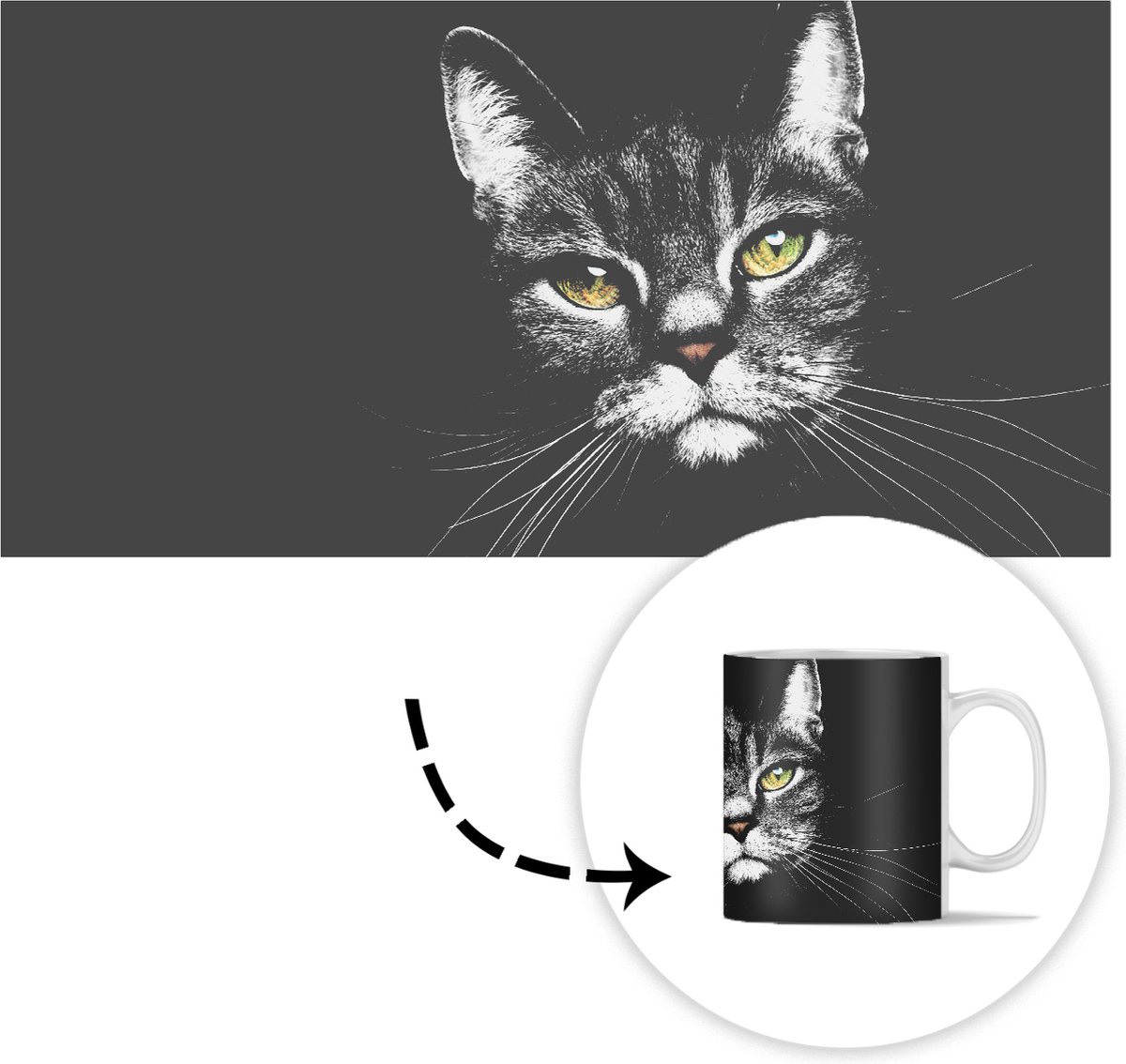 Mug - Tasse à café - Animaux domestiques - Chat - Animaux - Zwart - Wit -  Mugs - 350