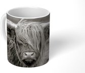 Mok - Koffiemok - Schotse hooglander - Koe - Dieren - Zwart wit - Landelijk - Mokken - 350 ML - Beker - Koffiemokken - Theemok