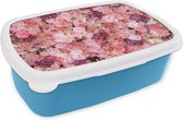 Lunch box Blauw - Lunch box - Boîte à pain - Fleurs - Rose - Roses - 18x12x6 cm - Enfants - Garçon