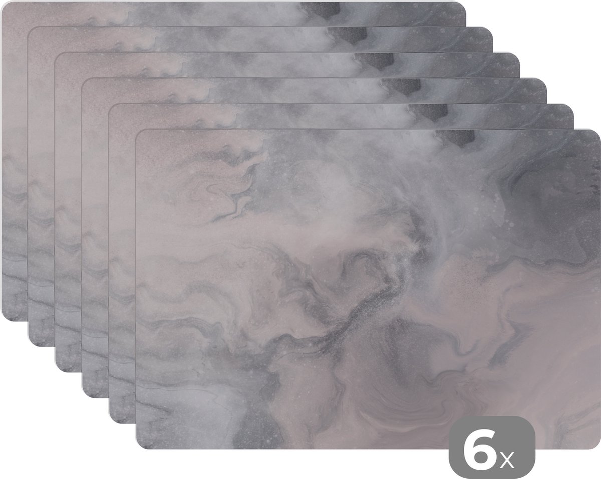Placemat - Verf - Wolken - Abstract - Onderleggers - Placemats - Tafel - 45x30 cm - 6 stuks