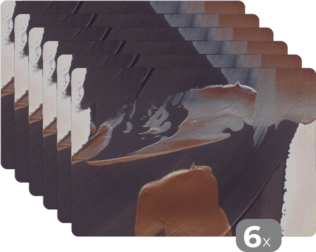 Placemat - Verf - Luxe - Design - Abstract - Goud - Tafel - Placemats - Onderleggers - 45x30 cm - 6 stuks
