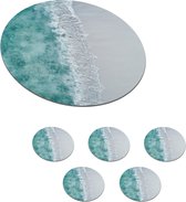 Onderzetters voor glazen - Rond - Strand - Zee - Golven - 10x10 cm - Glasonderzetters - 6 stuks