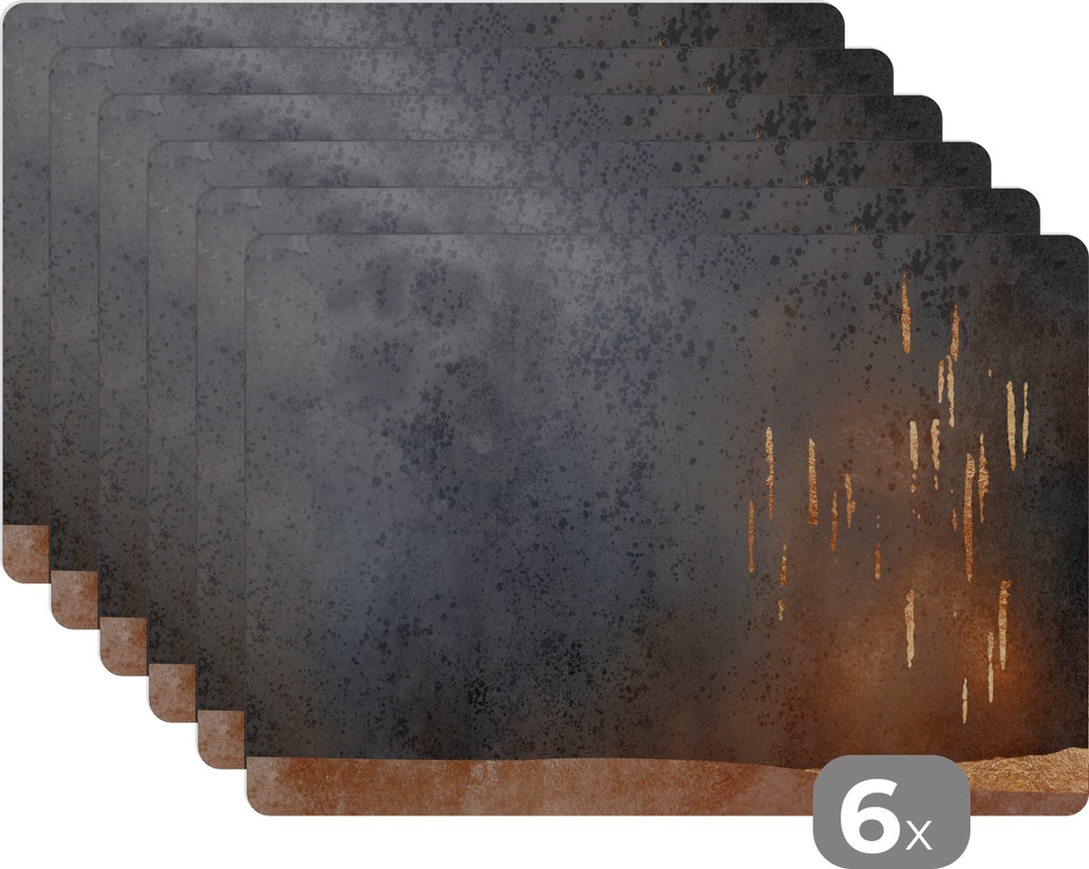 Onderleggers - Design - Luxe - Goud - Abstract - Tafel - Placemat - 45x30 cm - 6 stuks