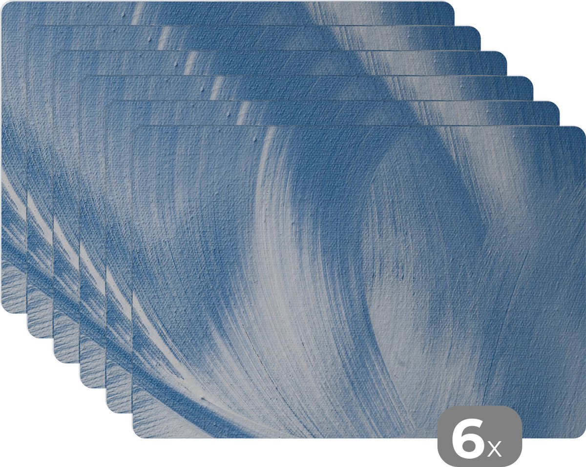 Placemat - Blauw - Acrylverf - Design - Placemats - Tafel - 45x30 cm - 6 stuks