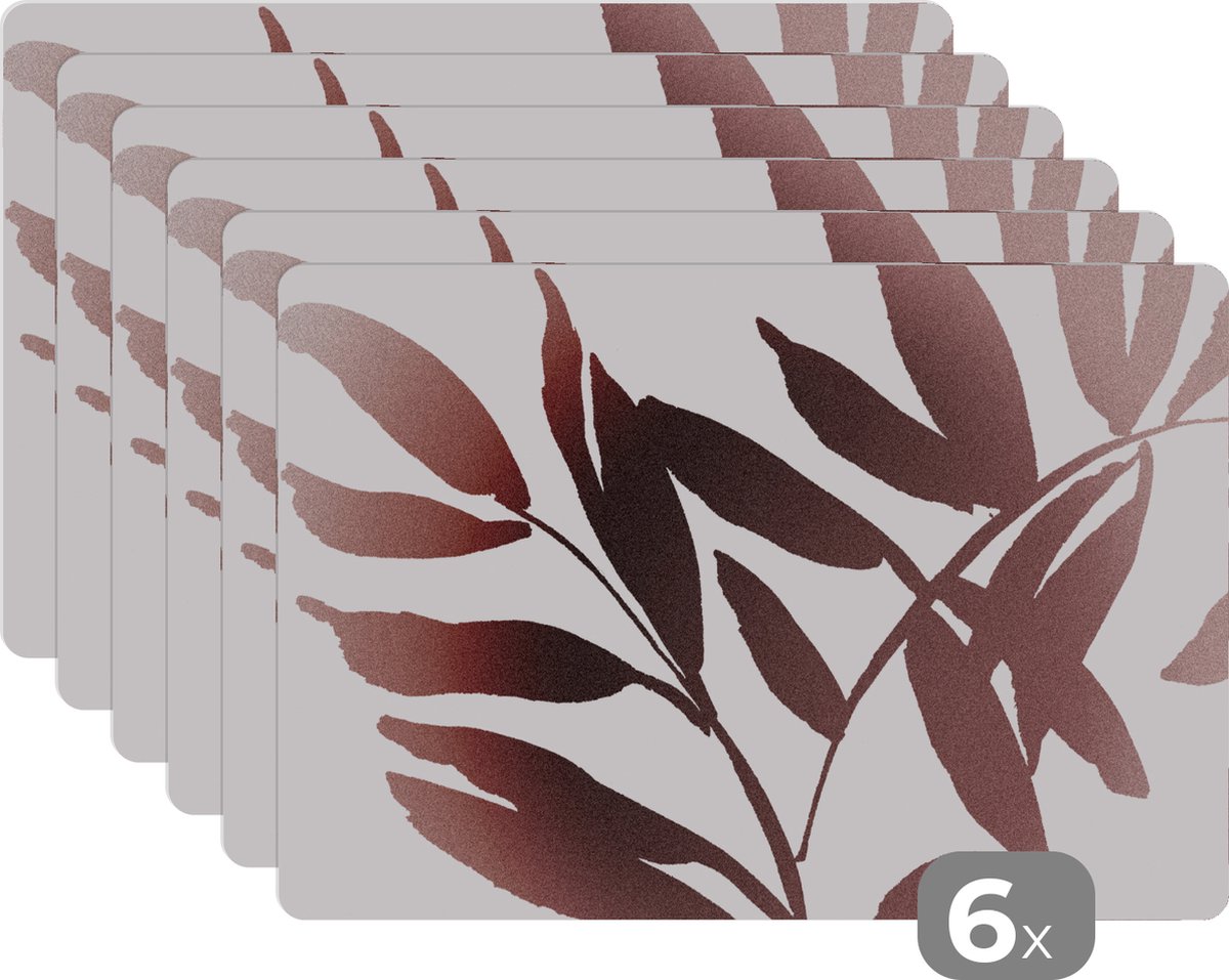 Placemat - Blad - Tak - Abstract - Design - Tafel - Placemats - Onderleggers - 45x30 cm - 6 stuks