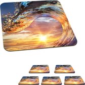 Sous-verres pour verres - 92-zee-strand-1-1 - 10x10 cm - Sous-verres en verre - 6 pièces