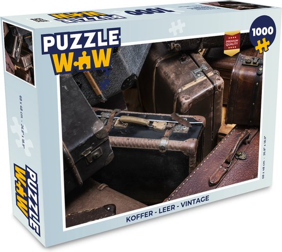 Puzzel Koffer - Leer - Vintage - Legpuzzel - Puzzel 1000 stukjes volwassenen