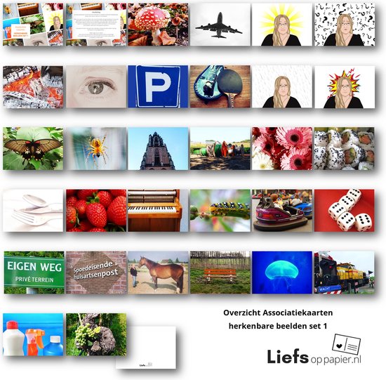 Thumbnail van een extra afbeelding van het spel Associatiekaarten herkenbare beelden set 1 - werkvorm - coachkaarten - Liefs op papier