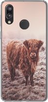 Geschikt voor Huawei P20 Lite (2020) hoesje - Schotse Hooglanders - Sneeuw - Zon - Siliconen Telefoonhoesje