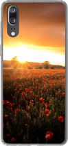 Geschikt voor Huawei P20 hoesje - Zonsondergang over de Klaprozen in Engeland - Siliconen Telefoonhoesje