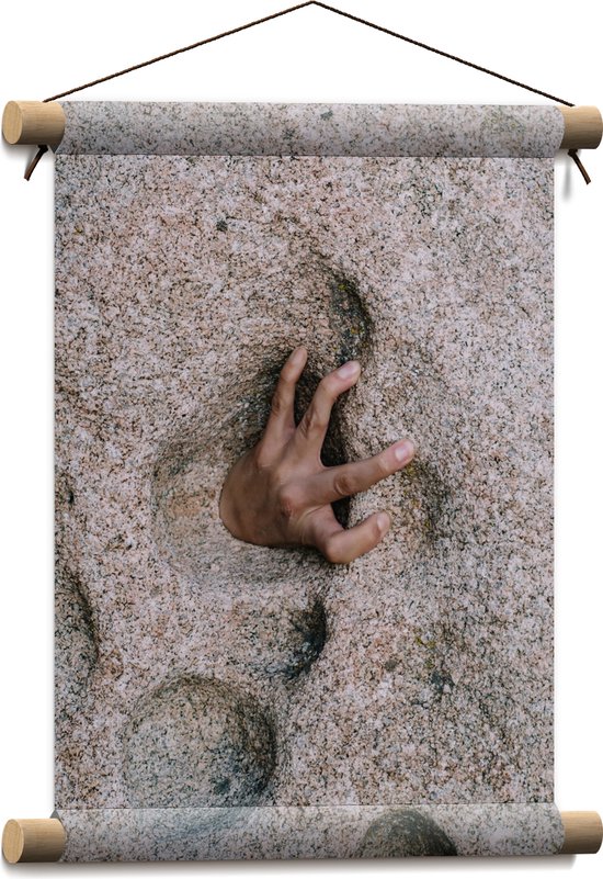 WallClassics - Affiche Textile - Main du Sable - 30x40 cm Photo sur Textile