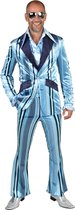 Magic By Freddy's - Hippie Kostuum - Mr Fine Stripe Jaren 70 Pak Blauw Man - Blauw - Large - Carnavalskleding - Verkleedkleding